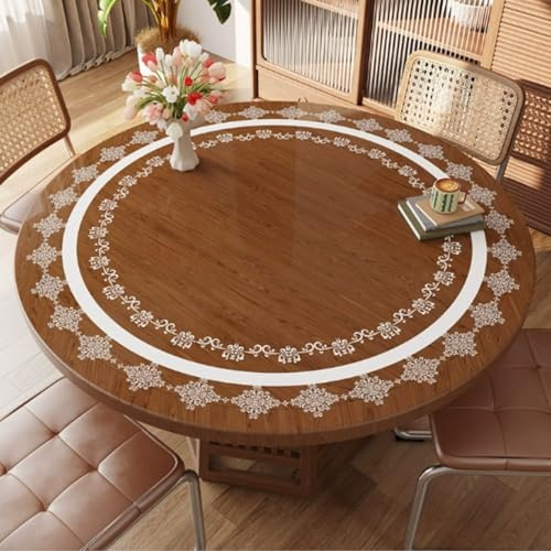Tischfolie Transparent 1mm，PVC Tischdecke Transparent Tischdecke Abwaschbar Rund，Schutzfolie Für Möbel, Geruchsfrei，Kratzschutz Für Tisch，Zuhaus(80cm/32in)