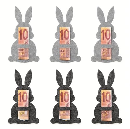 6X Ostern Geldgeschenke,Osterhasen Filzdekorationen Geldgeschenk Verpackung | Filz Ostern Geschenk Osterhasen Ostereier Geschenk Set Lustige Ostern Hasen Osterdekoration zum Verschenken für Geld