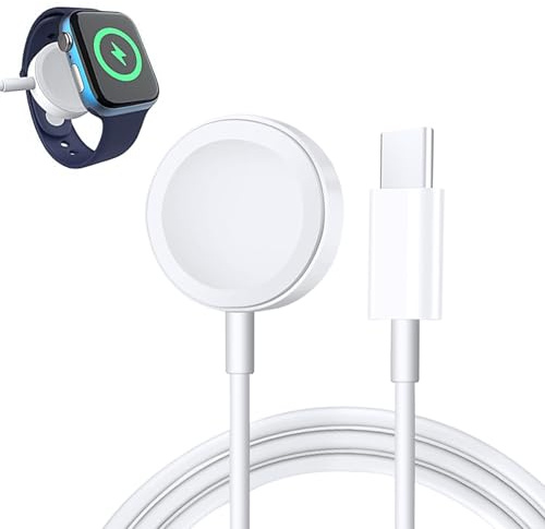Cargador USB C Inalámbrico Magnético Rápido para A pple Watch, Cable de Carga Portátil Tipo C de 1m Compatible con Series A pple Watch 11/10/9/8/7/6/5/4/3/2/1/Ultra/SE, Cargador Reloj de Inducción