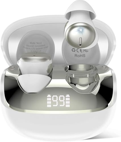 VOTAZIB Auriculares para Dormir, inalámbricos Bluetooth 5.4 Mini Auriculares para Dormir de Lado, Silicona líquida/Ruido Blanco, Audífonos Bluetooth para Dormir, B-Blanco