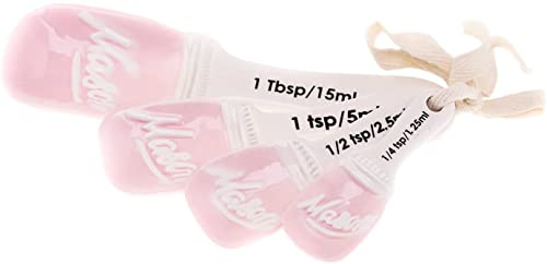 Mason Jar Measuring Spoons Set - Tablespoon Measuring Spoon for Cute Baking Accessories - Ceramic Kitchen Decor Set - Cute Kitchen Accessories for Baker Gifts - Pink Set Decorative Spoon (Set of 5)