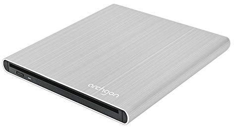 Archgon, Externer DVD Brenner Player G, PC, Mac, USB 3.0 USB-C, M-Disk, Slot Load Disc Drive, Alu, Silber
