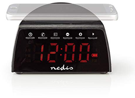 NEDIS Digitaler Radiowecker mit Sprachsteuerung, Schwarz, Modern, für Schlafzimmer