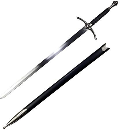 41.25 One Hand Medieval Sword - Dull Blade Carbon Steel With Faux Leather Wrapped Wood Scabbard - Non-Battle Ready for Gifts, Cosplay, & LARP