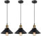 iDEGU 3 Piezas Lámparas Colgantes Vintage, 22CM Lámparas de Techo Retro de Metal Estilo Edison Industrial E27 Iluminación para Comedor, Cocina, Salón, Bar, Restaurante (3x Negro)