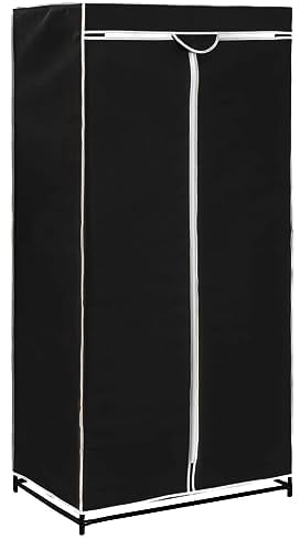 vidaXL Kleiderschrank mit Reißverschlüssen Faltschrank Stoffschrank Campingschrank Garderobe Schrank Regal Garderobenschrank Schwarz 75x50x160cm