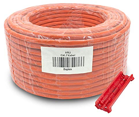 ARLI Cat7 Verlegekabel 100 m Netzwerkkabel duplex inkl Abisoliermesser CAT.7 LAN Halogenfrei Installationskabel twin SFTP CAT7 PIMF Kabel Netzwerk Verkabelung Datenkabel geschirmt AWG23/1 Kupfer 100m