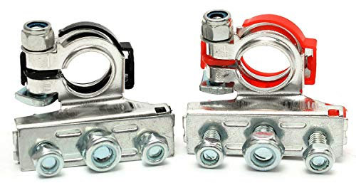 Positive & Negative 3-Way Copper Battery Terminals – Heavy-Duty Replacement Clamps for Car, Leisure & Marine Batteries – Corrosion-Resistant Electrical Connectors for Secure & Reliable Power