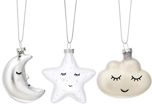 Sass & Belle RUBYXM126 - Weihnachtsschmuck für den Tannenbaum Sweet Dreams - 3er Set mit Wolke, Mond und Stern