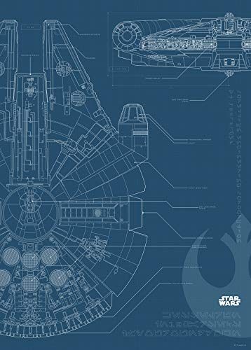 Komar Wandbild | Star Wars Blueprint Falcon | Kinderzimmer, Jugendzimmer, Dekoration, Kunstdruck | ohne Rahmen | WB176-50x70 | Größe: 50 x 70 cm (Breite x Höhe), Bunt