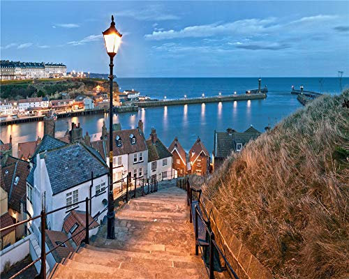 ZSMPU Wooden Jigsaw Puzzle 1000 Piece Whitby,Sea,Lighthouse,Harbor Unique Home Decorations And Gifts
