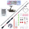Rigged and Ready K-Fish Spinnruten-Set, Angelschnur, Angelschnur, Kombination mit Fischführung, 1,7 m, 50 Stück Angelköder, Zubehör für Salzwasser und Süßwasserfische