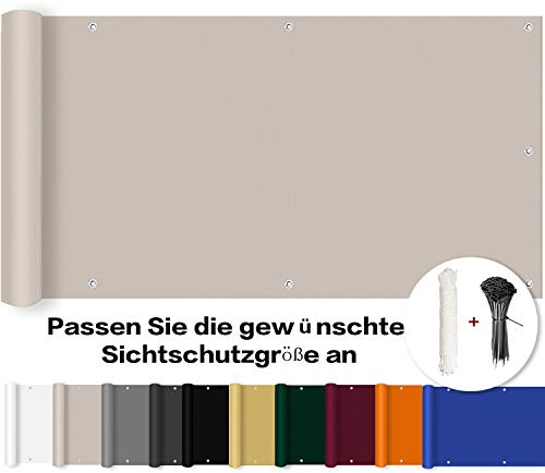 ROBAG Balkon Sichtschutz für Geländer, Meterware Wind- und UV-Schutz, 100% Privatsphäre, Deko für Balkongeländer, 70x300cm, Taupe
