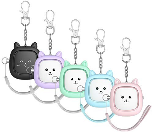 Lot de 5 alarmes personnelles sûres, 130 DB, sirènes sonores puissantes, Porte-clés avec lumière LED, sirène de sécurité personnelle pour Femmes, Hommes, Enfants, Personnes âgées (Multicolore)