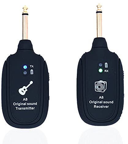 Alnicov Sistema inalámbrico de transmisión y recepción de 20 Hz-20 kHz UHF para guitarra eléctrica, bajo o violín, A8, versión mejorada