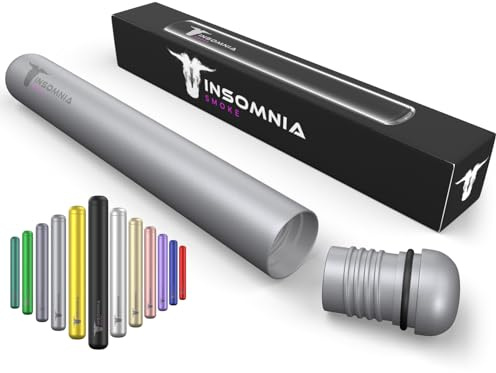 Insomnia Smoke Joint Case | Water, Smell & Odour Proof | Premium Tobacco Doob Tube Cigarette Storage Container Box for King Size Pre-roll Cone | Made of CNC Aluminium for Luxury Lifestyle (Silver)