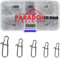 Paradox Fishing Duo Lock Snap Set I 175 Stück #000-#2 mit Box I Snaps Angeln Angelzubehör Forelle Angeln Snaps Spoons Forelle Angel Karabiner - für Forellenköder, Hecht-Köder und Barsch-Köder