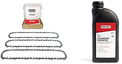 Oregon 3-Pack AdvanceCut Chainsaw Chain for 18-Inch Bar -52 Drive Links – fits Bosch, Karcher, Husqvarna, Makita and more (90PX052X3) & OREGON Chainsaw Chain and Guide Bar Oil, 1 Litre Bottle (90844)