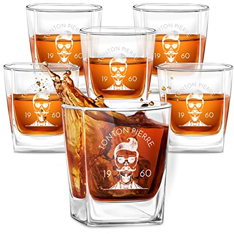 Maverton Ensemble de 6 Verres à whisky pour lui - Cadeau d’anniversaire - Verres classique pour connaisseurs de whisky - Cadeau personnalisé pour homme - Oncle