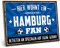 ARTFAVES® Wandbild Holzschild mit Spruch - Hier wohnt ein verrückter HAMBURG Fan - Türschild Retro Vintage Deko Bild Geschenk - Fussball