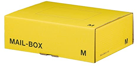 Mail-Box Versandschachtel verschiedene Größen von S - XL - Braun, Weiß, Gelb - Versandkarton 40 Stück (M - 331x241x104mm, gelb)