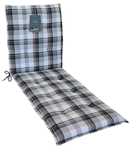 LILENO HOME Sonnenliege Auflage als [1er Set - Rollliege] in Karo Grau - Gartenliegen Auflage perfekt für Strandliege - Polster Auflage für Gartenliege (188x60x5cm)