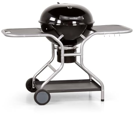 MasterCook - Barbecue a Carbonella Diametro Griglia 57 cm, Barbecue con Ruote e Coperchio, BBQ a Carbone Dotato di Termometro e Sistema Raccogli Cenere, Altezza Griglia da Terra 78 cm (Sally)