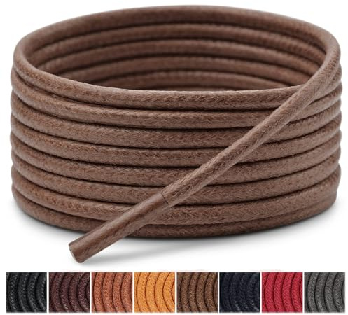 Handshop 3 Paires Lacets Ronds Cirés pour Chaussures de ville，ø2.5mm pour les Brogues, Derbies, Oxford, Affaires, aux Lacets de Bottes de Désert et de Bottines pour Hommes et Femmes