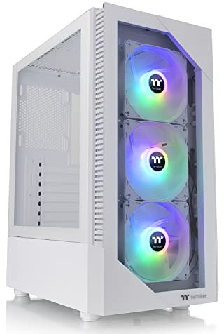 Thermaltake View 200 TG Snow ARGB Motherboard Sync ATX Tempered Glass Mid Tower Computer Gehäuse mit 3 x 120 mm Front ARGB Lüfter, CA-1X3-00M6WN-00
