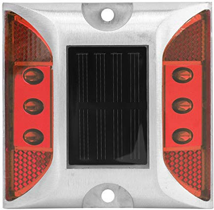 Tiiyee Grundleuchten, LED Solar Power BOD Marker Road Reflektor wasserdichte Außenstraßenstraßenstraßen Spike Automatische Lampe Warnwarnschritt Langer Betrachtung(rot)
