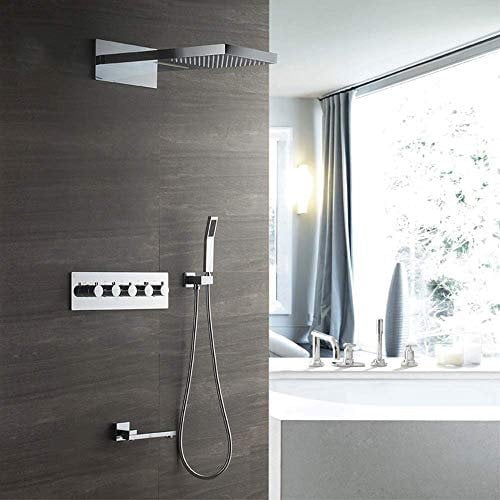 ZEDARO In-Wall Unterputz-Duschkopf-Mischer Vollkupfer Vier-Funktions-Thermostat-Duschgarnitur Schöner praktischer Luxus