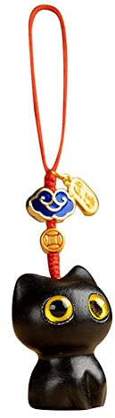 LICHENGTAI Katze Schlüsselanhänger, Kawaii Holz Anhänger Cartoon Cat Keychain Schmuck für Schlüssel, Rucksäcke, Handtaschen, als Geschenk für Mädchen Frauen