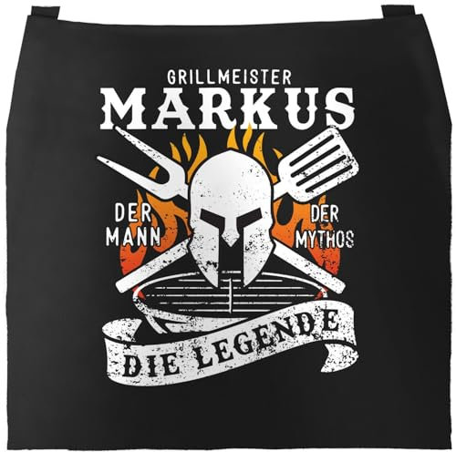 MoonWorks SpecialMe® Grillschürze Grillmeister Wunschname Spruch der Mann der Mythos die Legende Sparta- helm schwarz Herren
