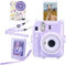 HIYQIN Housse à Paillettes pour Fujifilm/Polaroid Instax Mini 12 – Étui de Protection Transparent Amélioré avec Bandoulière, Boîte Photo et Autocollant DIY - Paillettes Violet