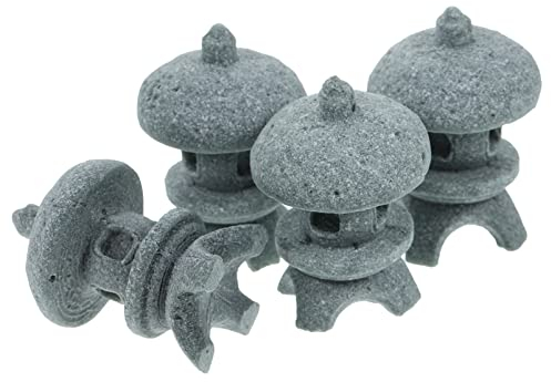 Happyyami 4 Stück Pavillon Der Simulationslandschaft Garten Mini Pagode Stein Pagoden Statue Japanische Gartendeko Winziger Pavillon Garten-Mini-pagode Skulptur Wenchang-Turm Sandstein