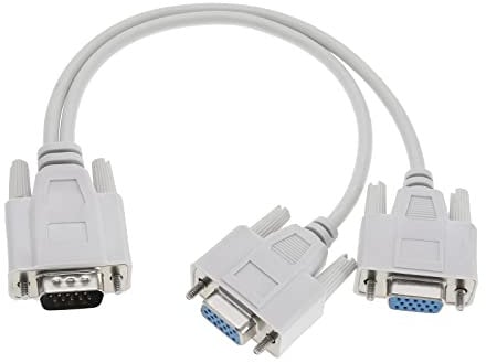 VGA 1 Male to 2 Female Splitter Cable VGA Y Splitter Monitor Cable VGA Splitter Adapter Cable Accessories for LCD PC TV LED Displays