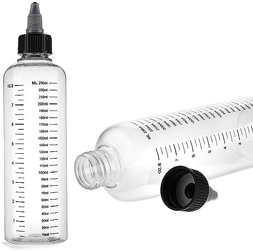 Abeillo 2 Pack Hair Color Applicator Bottle - 8.5oz Twist-On Top Tip Cap for Hair Oil and Root Dye - Plastic Squeeze Bottle With Graduated Scale
