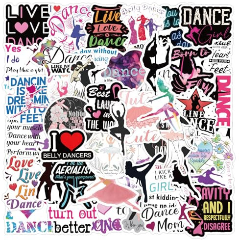 Dance Stickers for Laptop (60 PCS),Gift for Children Teens Adults Girl Boys,Waterproof Stickers for Water Bottle,Dance Vinyl Stickers for Scrapbook,Skateboard,Bike,Phone,Dairy