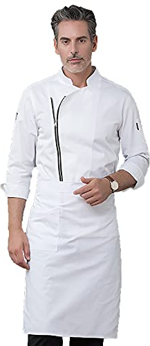 Unisex-Kochjacke mit kurzen Ärmeln, Kochuniform für Damen und Herren, Reißverschluss, Stehkragen, Arbeitskleidung, atmungsaktiv, Kochmantel für Gastronomie, Restaurant, Hotel, Küch