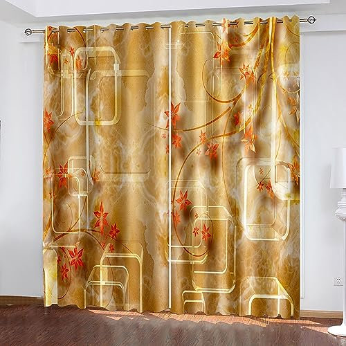 Skcess Window Curtain, Schiebegardinen Set Gelbgrün Traubenpergola Vorhang Polyester Gardinen 2er Set 137x183cm(WxH)