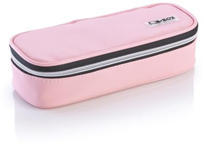 Favorit, Astuccio Ovale Rosa, 24 x 9.5 x 6cm, con cerniera argentata, fornito di prodotti Stabilo