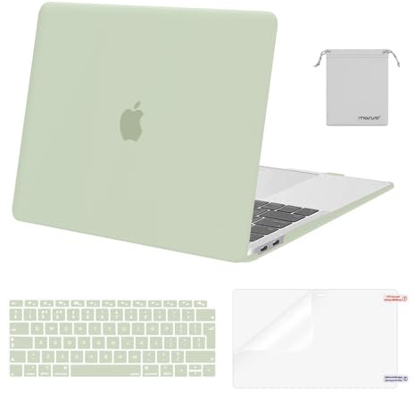 MOSISO Hülle Case Kompatibel mit MacBook Air 13 Zoll 2022 2021 2020 2019 2018 A2337 M1 A2179 A1932,Schutzhülle Cover&Tastaturschutz&Displayschutz&Aufbewahrungstasche,Salbei Grün