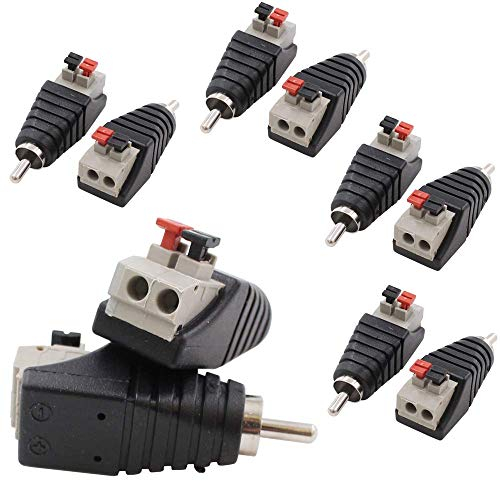 Comforty 8 Stk RCA Cinch zu Lautsprecher Kabeladapter Subwoofer Lautsprecher Phono Cinch-Stecker zu AV 2 Schraubklemme Video Audio Federpresse Typ Balun für CCTV