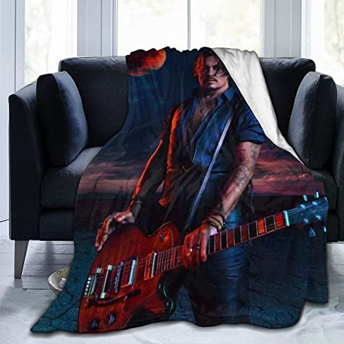 Amkong Johnny Depp Decke, 3D-Druck, Plüsch-Lammdecke, Bettwäsche-Dekor für Wohnzimmer, Schlafzimmer, Wohnheim, Dekoration, 127 x 101,6 cm