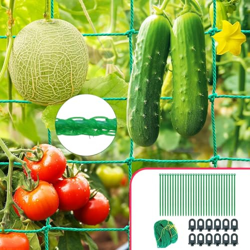 HuaMuDM Ranknetz für Kletterpflanzen 2x5M, Ranknetz, Gurkennetz, Pflanzennetz großer Maschenweite, Rankhilfe Gurken, Tomaten Gitter Netz, Pflanzennetz , Ranknetz Gurkennetz, Pflanzenstütznetz Garten