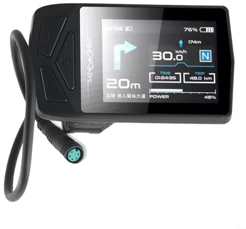 GPS Elektrofahrrad LCD Display, Drahtloser Fahrradtacho Kilometerzähler mit GPS Kartennavigation, Anzeige von Mobiltelefoninformationen und Anruferinnerungen