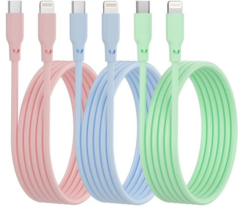 USB C to Lightning Cable 2M 3PACK [Apple MFi Certified] iPhone Fast Charger TPE Long Charging Cable for iPhone 14/13/12/11/Pro/Max/Mini/XS/XR/X/8/Plus/iPad