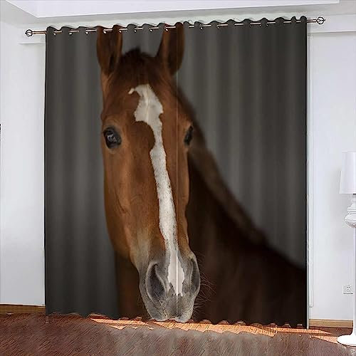 3D Schattierung Vorhänge - Tierisches Pferd Gardinenschal Vorhang Für Wohnzimmer Schlafzimmer Schlaufenschal Isolierung Lärmminderung Mädchen Raumdekoration - Vorhang Für Das Esszimmer-7S6P2C3P6M3
