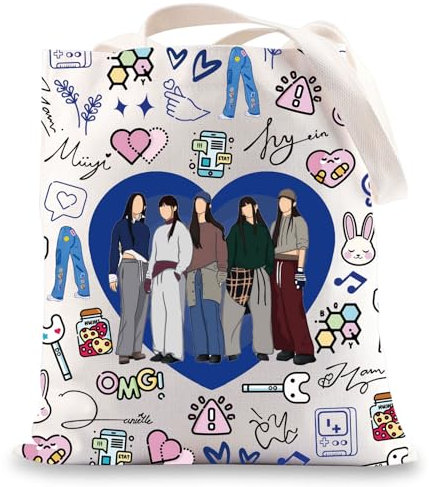 JNIAP Kpop Group Tote Bag Music Fans Gifts Music K Pop Group Canvas Shoulder Bag Kpop Merchandise, Omg Tb, Large