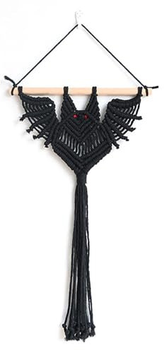 champracer Halloween Deko Boho Handgemacht Gewebte Fledermaus Deko Lustiges 3D Gewebte Fledermaus für Halloween Hängedeko (Schwarze Fledermaus 30x50cm)